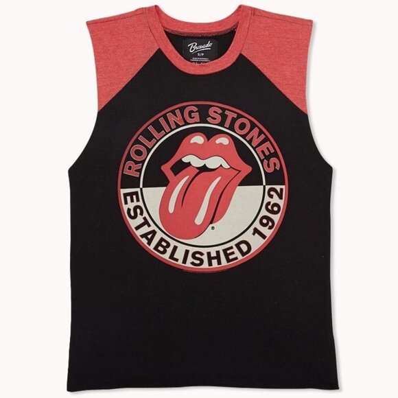 Bravado Rolling Stones Red Black Muscle Tee T-Shirt Size Small Cotton Top Tongue - Picture 1 of 13